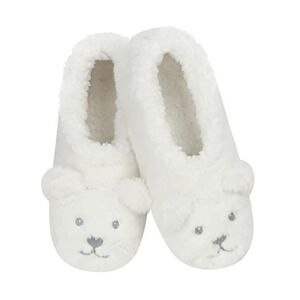 Snoozies Polar Bear Slippers Womens White Sherpa Lined Anti Skid 9/10 NWT